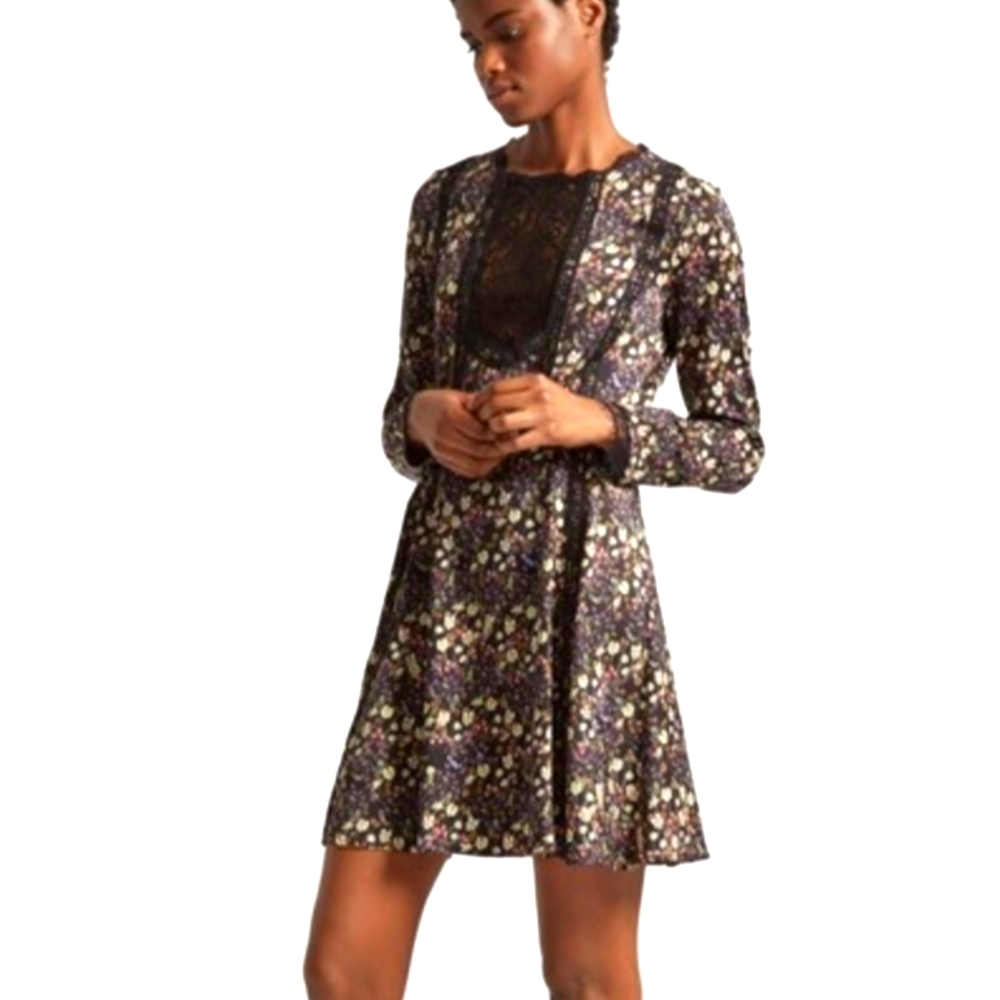 French Connection Flower Black dress with Lace Details